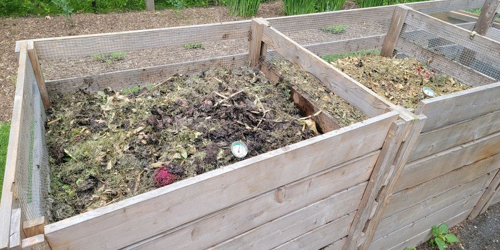 a couple of wooden boxes filled with dirt