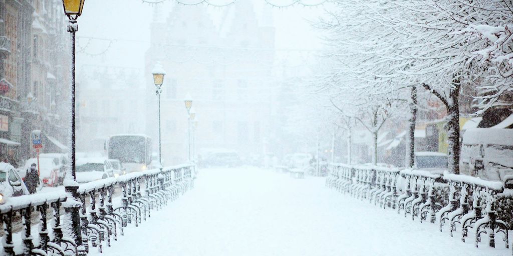 road covered by snow near vehicle traveling at daytime